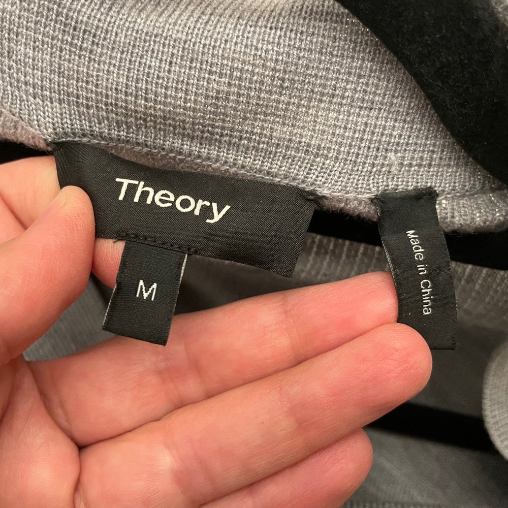 Theory Gray Wool Cardigan Open Front With Pockets… - image 8